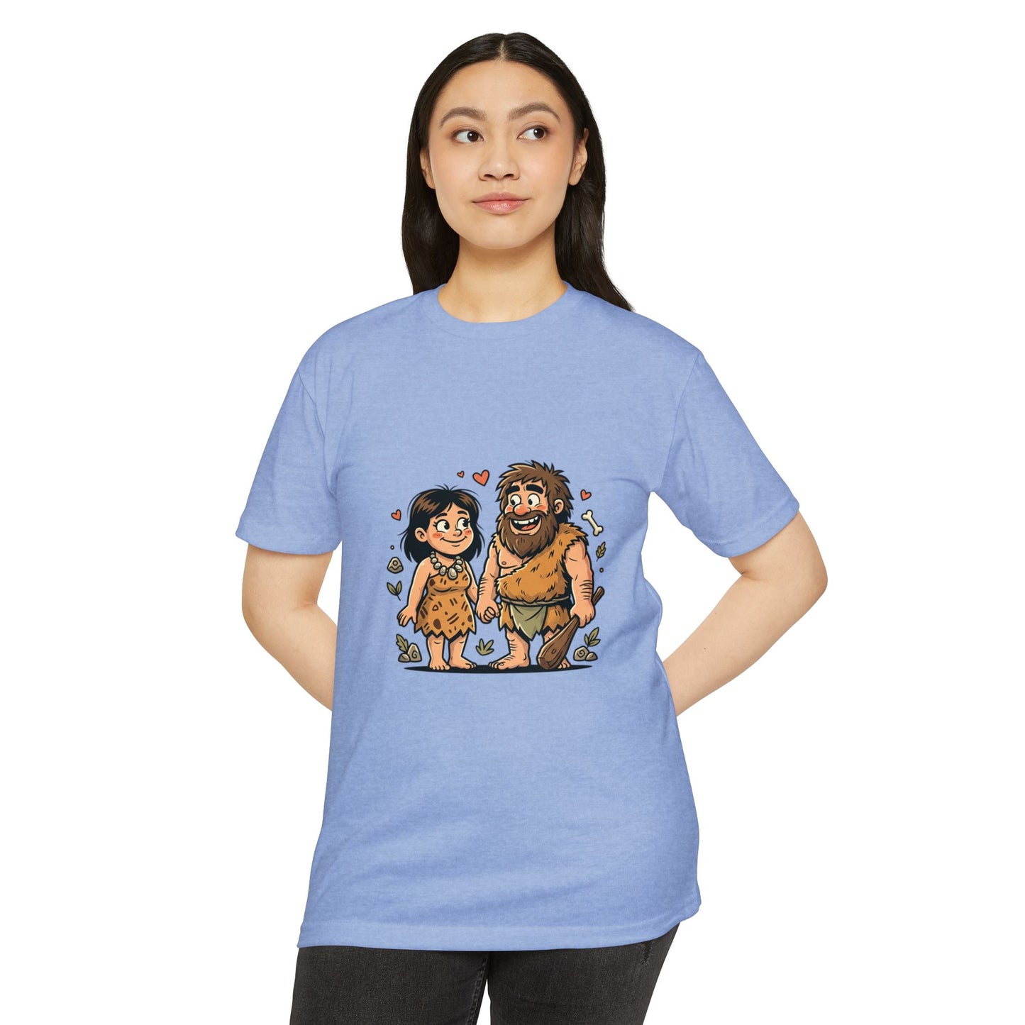 Caveman Couple Cartoon T-Shirt — Cute Prehistoric Love Graphic Tee