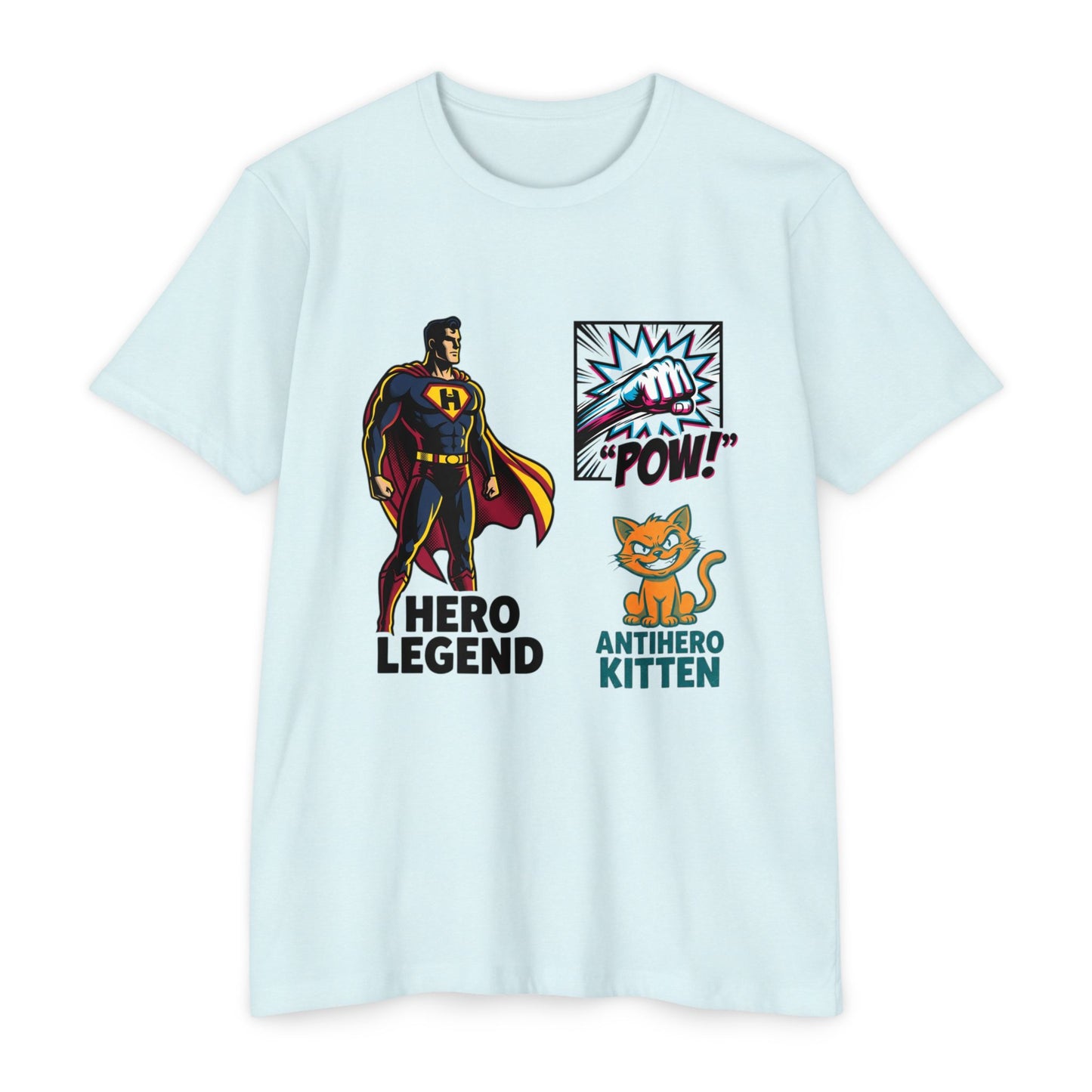 Hero Legend vs Antihero Kitten T-Shirt — Funny Comic Superhero Tee