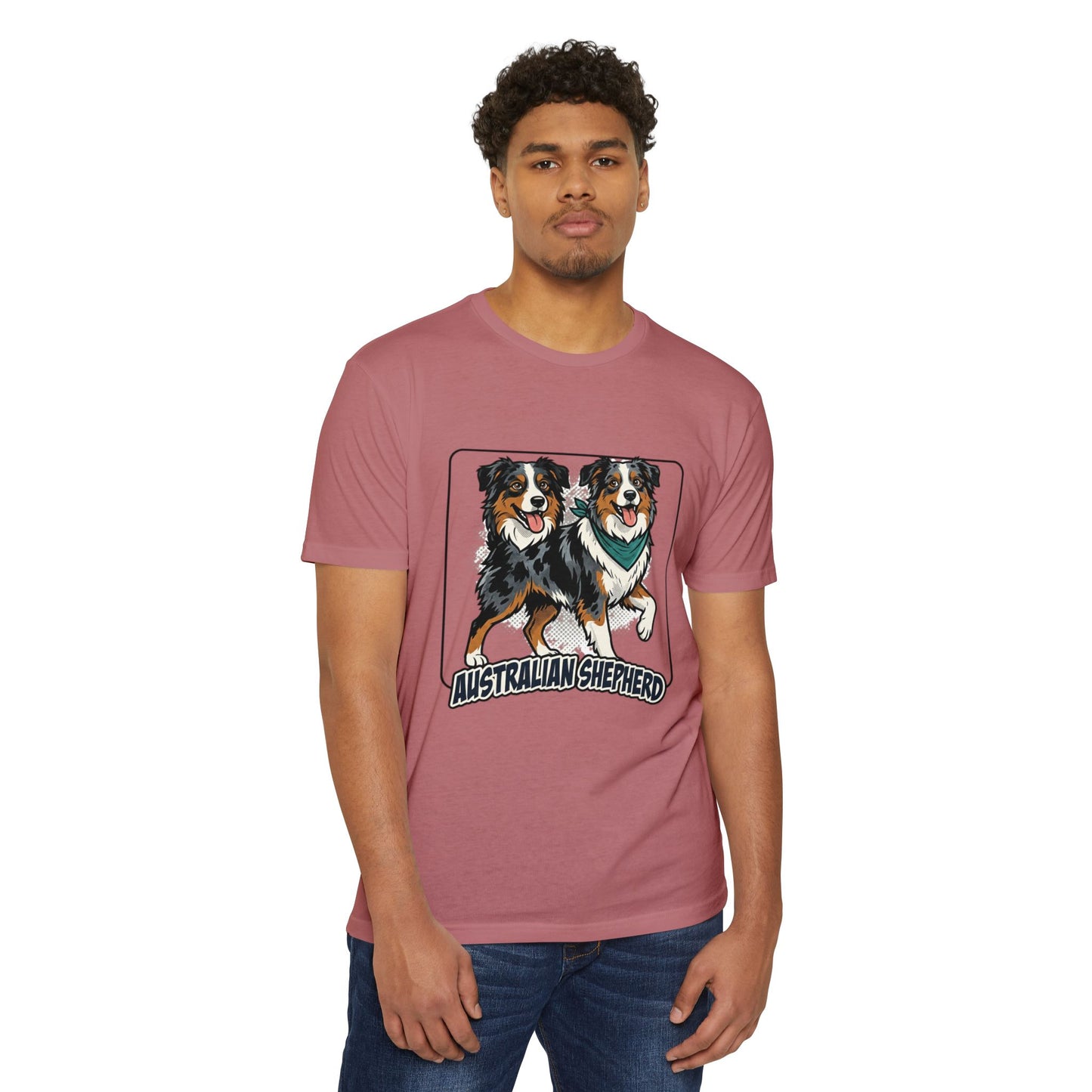 Australian Shepherd Graphic T‑Shirt — Playful Double Dog Illustration