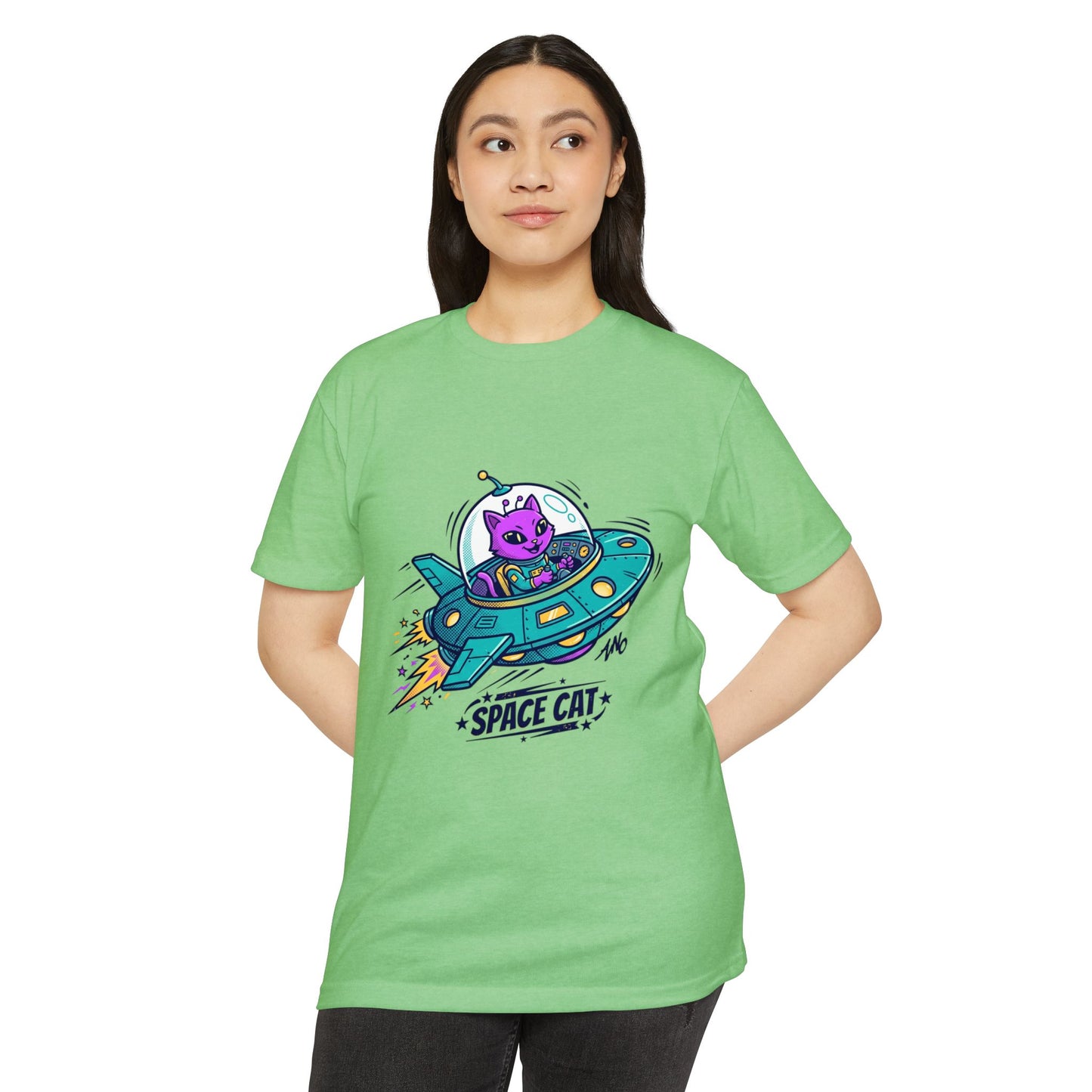 Retro Space Cat T-Shirt — UFO Graphic Tee