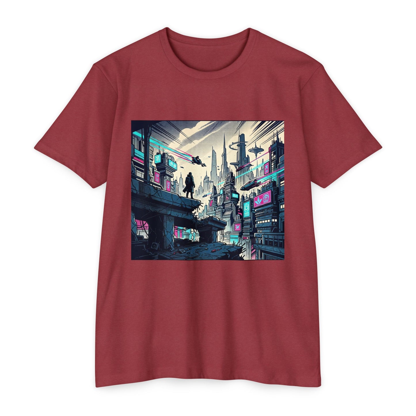 Cyberpunk Cityscape T-Shirt — Neon Futuristic Streetwear