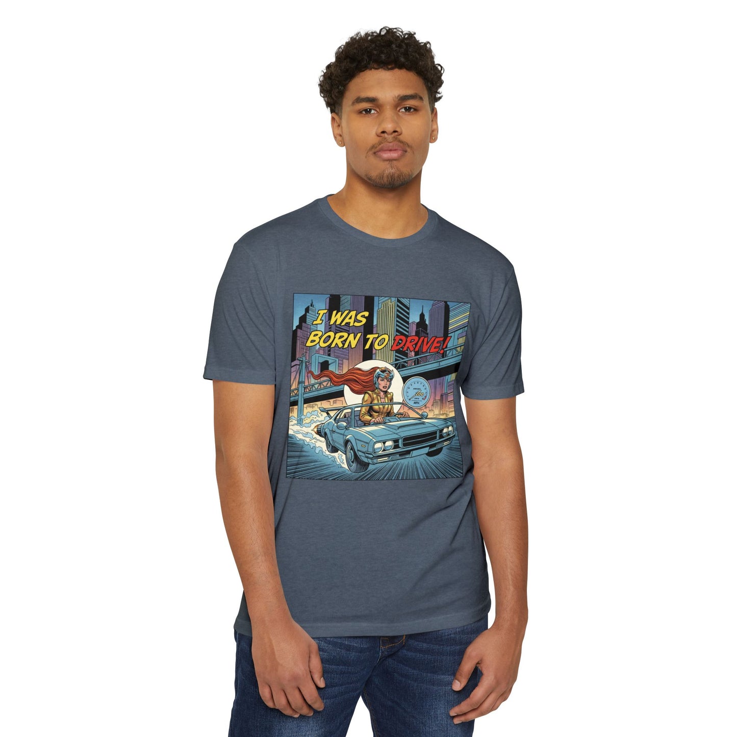 I Was Born to Drive Retro Comic Car T-Shirt