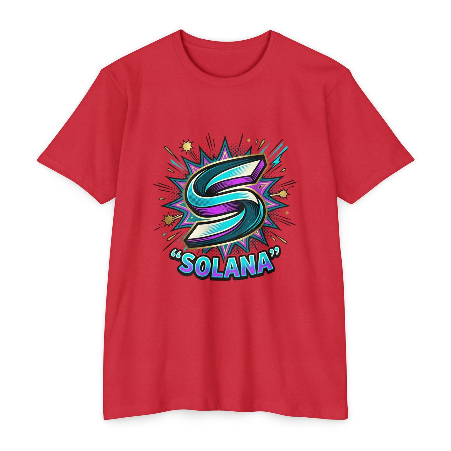 Camiseta com o logotipo Solana Comic — Camiseta Cripto Retrô Gamer