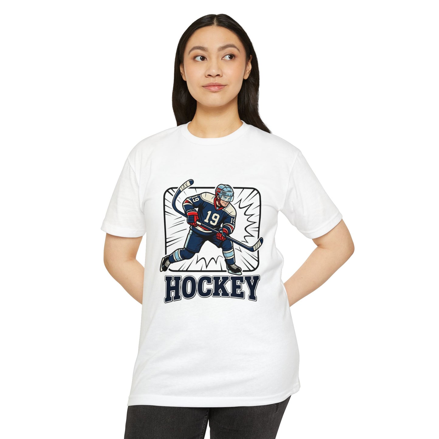 Hockey Player Graphic T-Shirt — Vintage Ice Hockey Jersey Tee