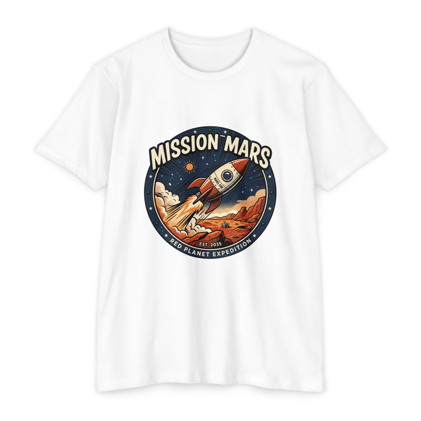 Mission Mars Rocket T‑Shirt — Retro Red Planet Expedition Tee