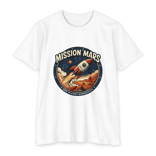 Mission Mars Rocket T‑Shirt — Retro Red Planet Expedition Tee