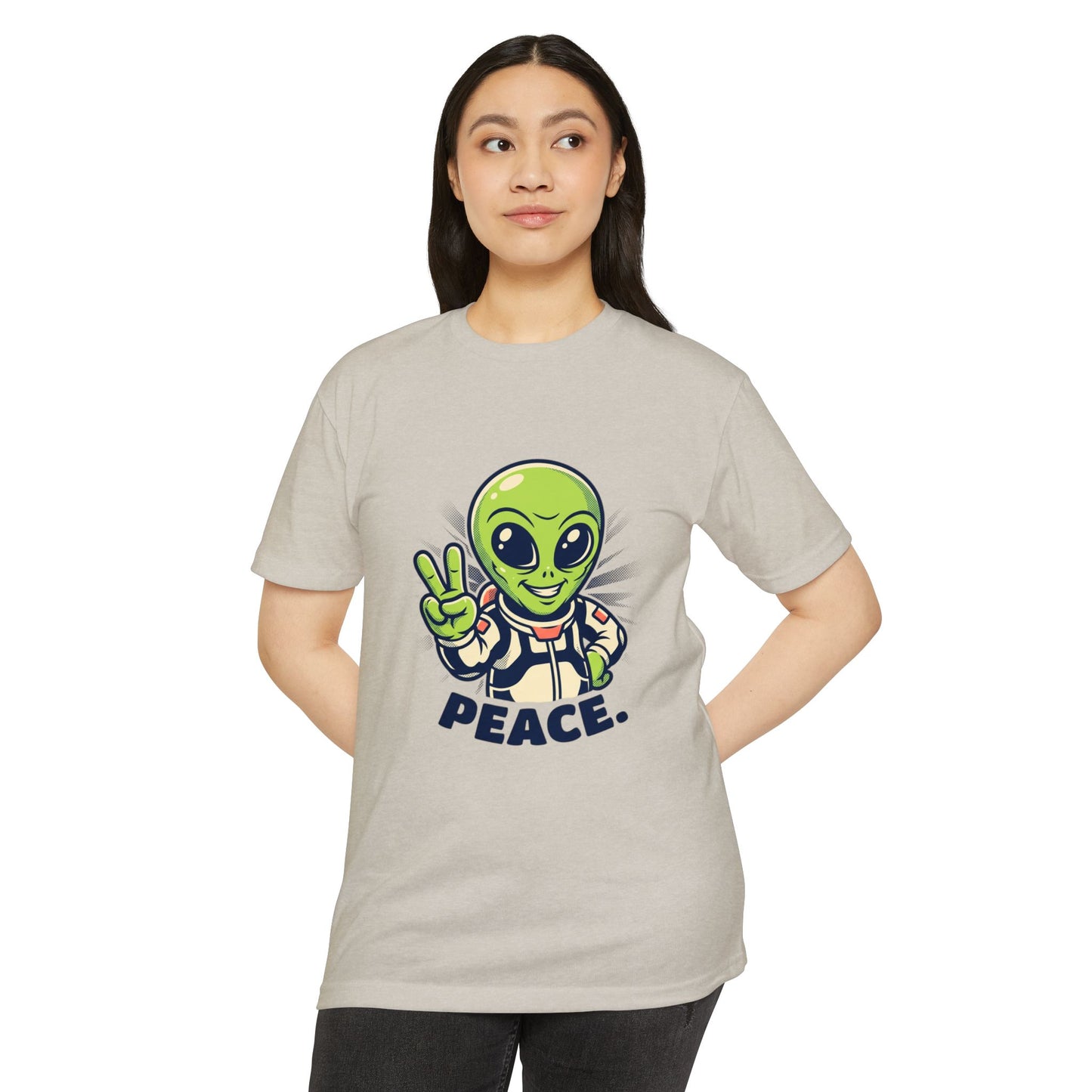 Alien Peace T-Shirt — Cute Green Astronaut Giving Peace Sign