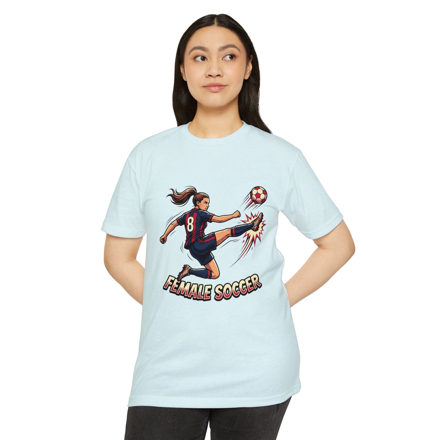 Female Soccer Player Graphic T-Shirt – Women’s Soccer Tee