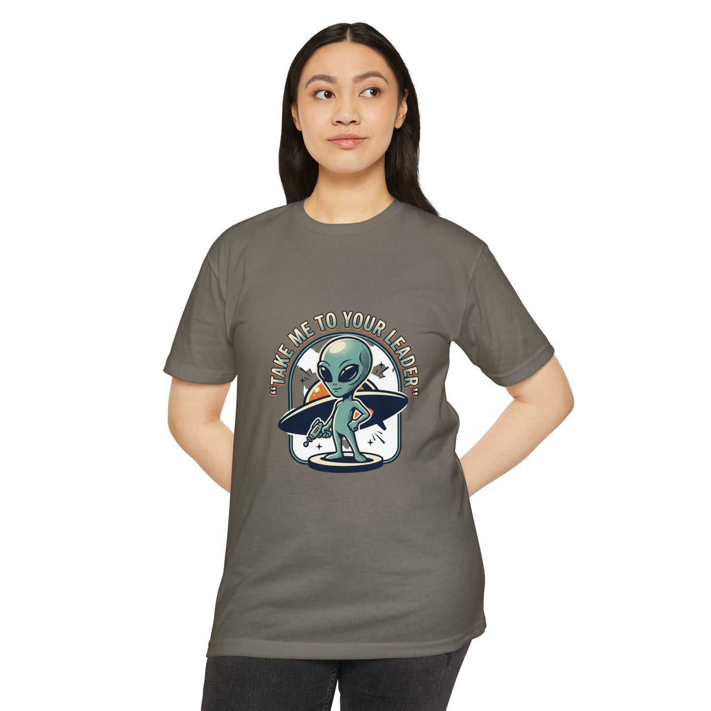 Alien Surfer T-Shirt — "Take Me to Your Leader" Graphic Tee