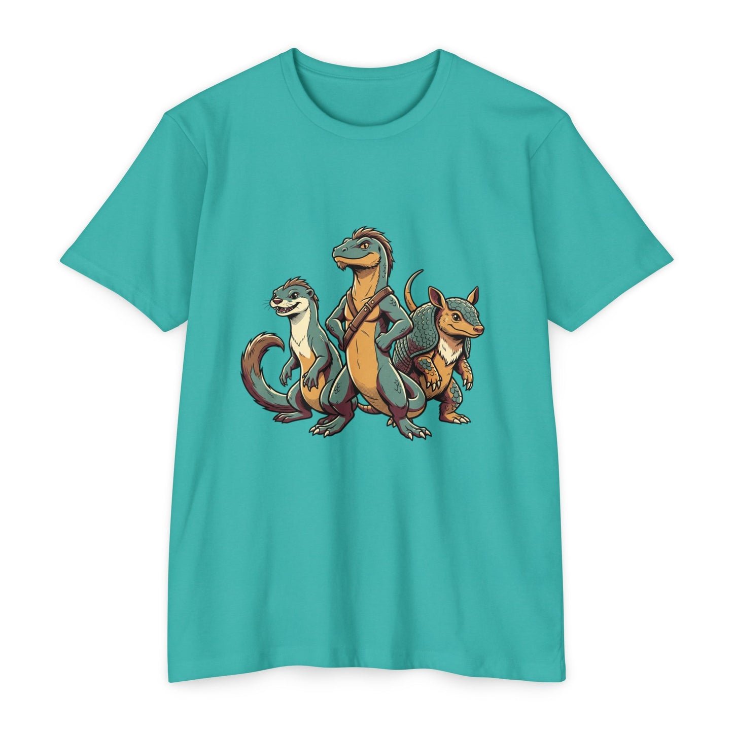 Retro Trio Dino Velociraptor T-Shirt — Cute Cartoon Dino Tee