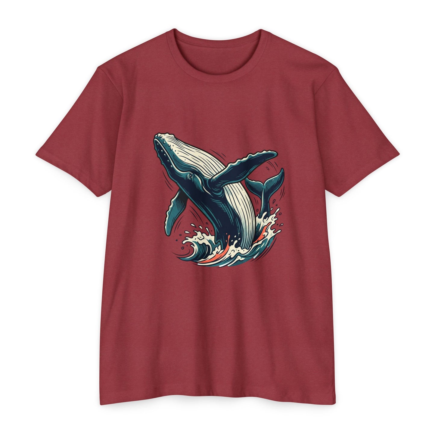 Whale Wave Graphic T-Shirt — Ocean Humpback Illustration Tee