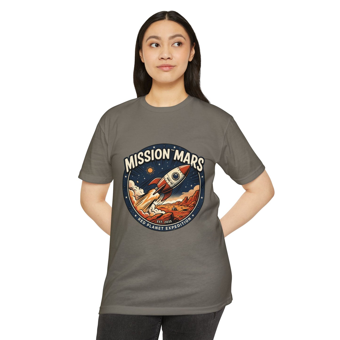Mission Mars Rocket T‑Shirt — Retro Red Planet Expedition Tee