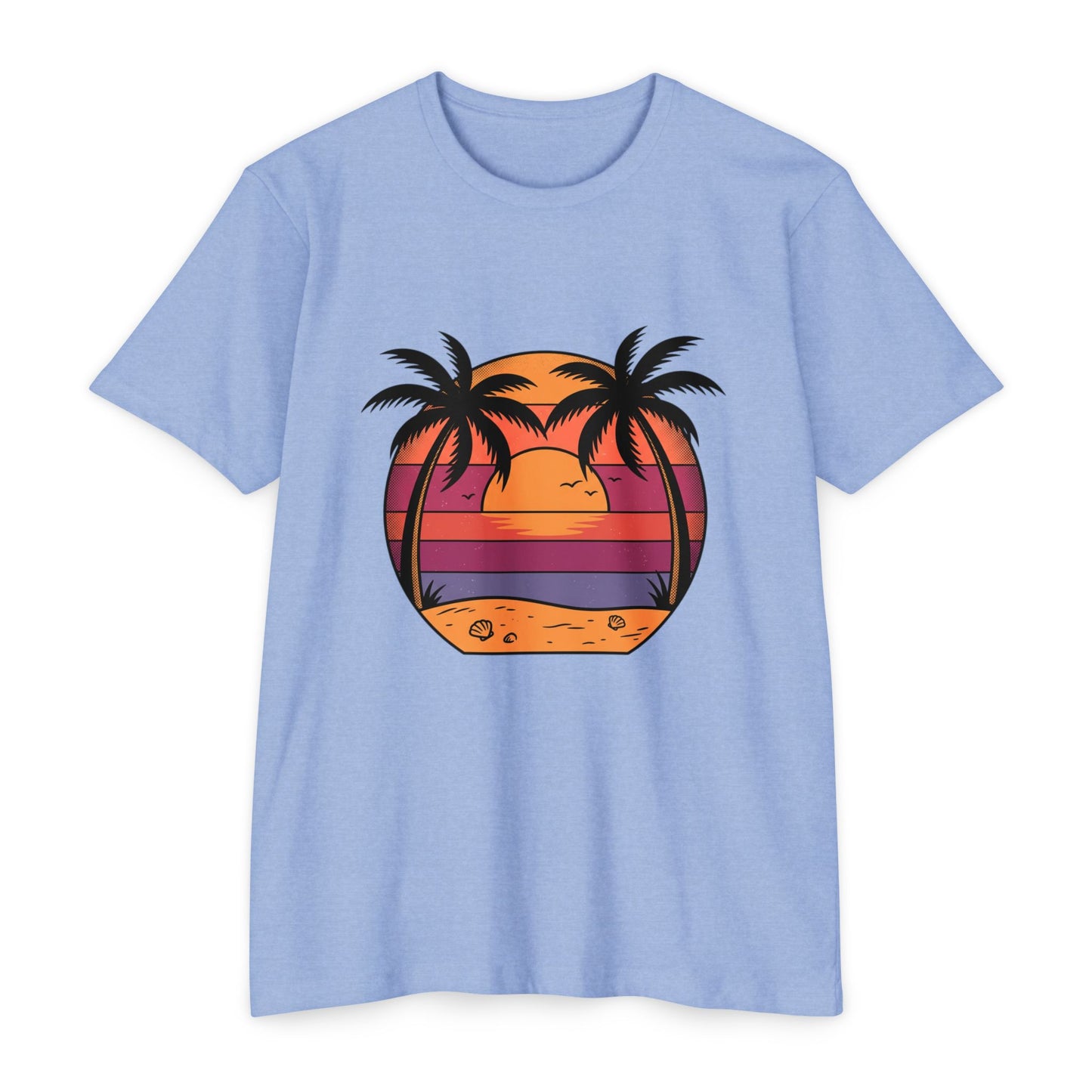 Sunset Palm Beach T-Shirt — Retro Tropical Sunset Graphic