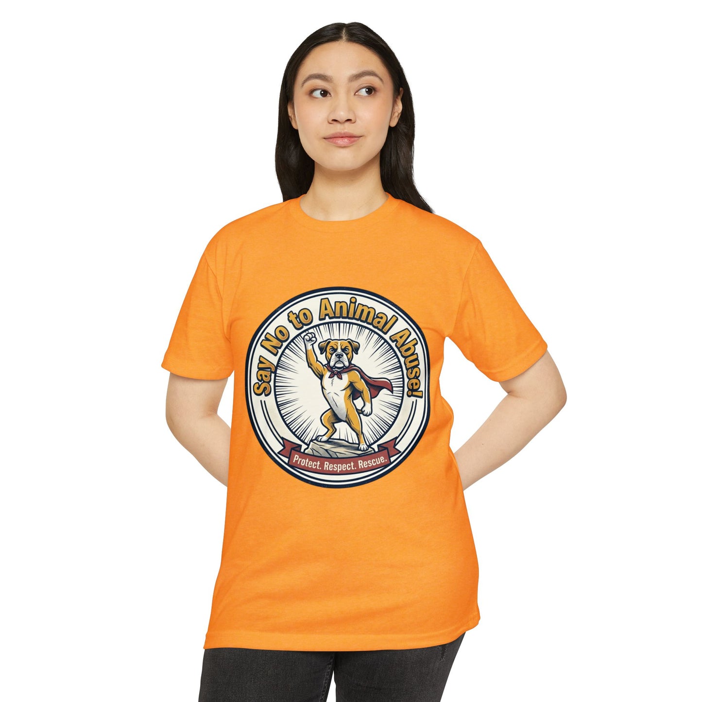 Say No to Animal Abuse T-Shirt – Protect, Respect, Rescue Animal Rights Tee