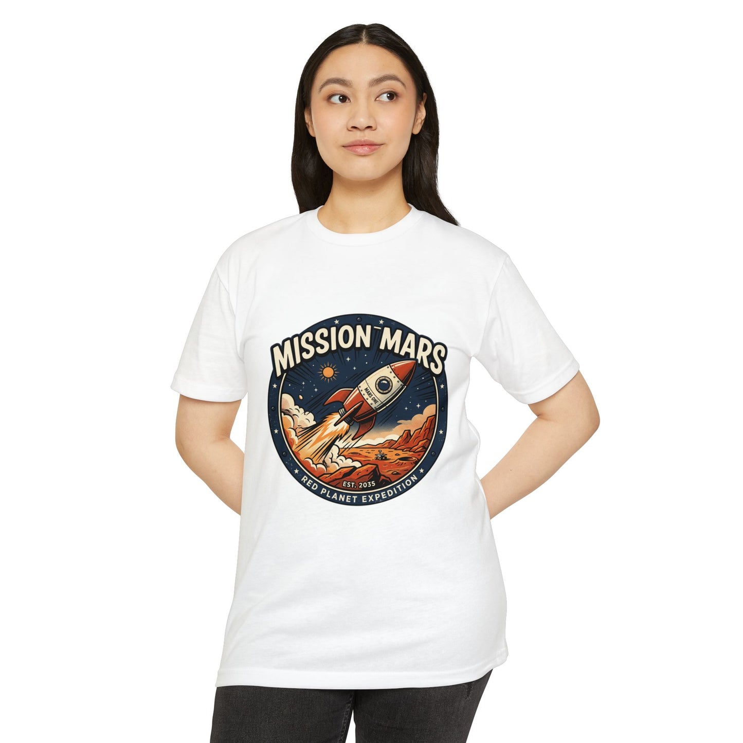 Mission Mars Rocket T‑Shirt — Retro Red Planet Expedition Tee