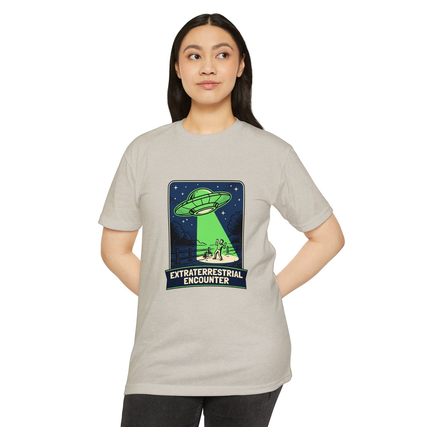 Alien Abduction T-Shirt — “Extraterrestrial Encounter” Vintage UFO Graphic