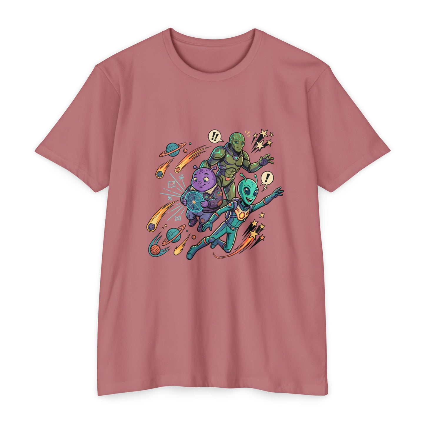 Alien Skate Crew T-Shirt — Retro Space Skateboarding Graphic Tee
