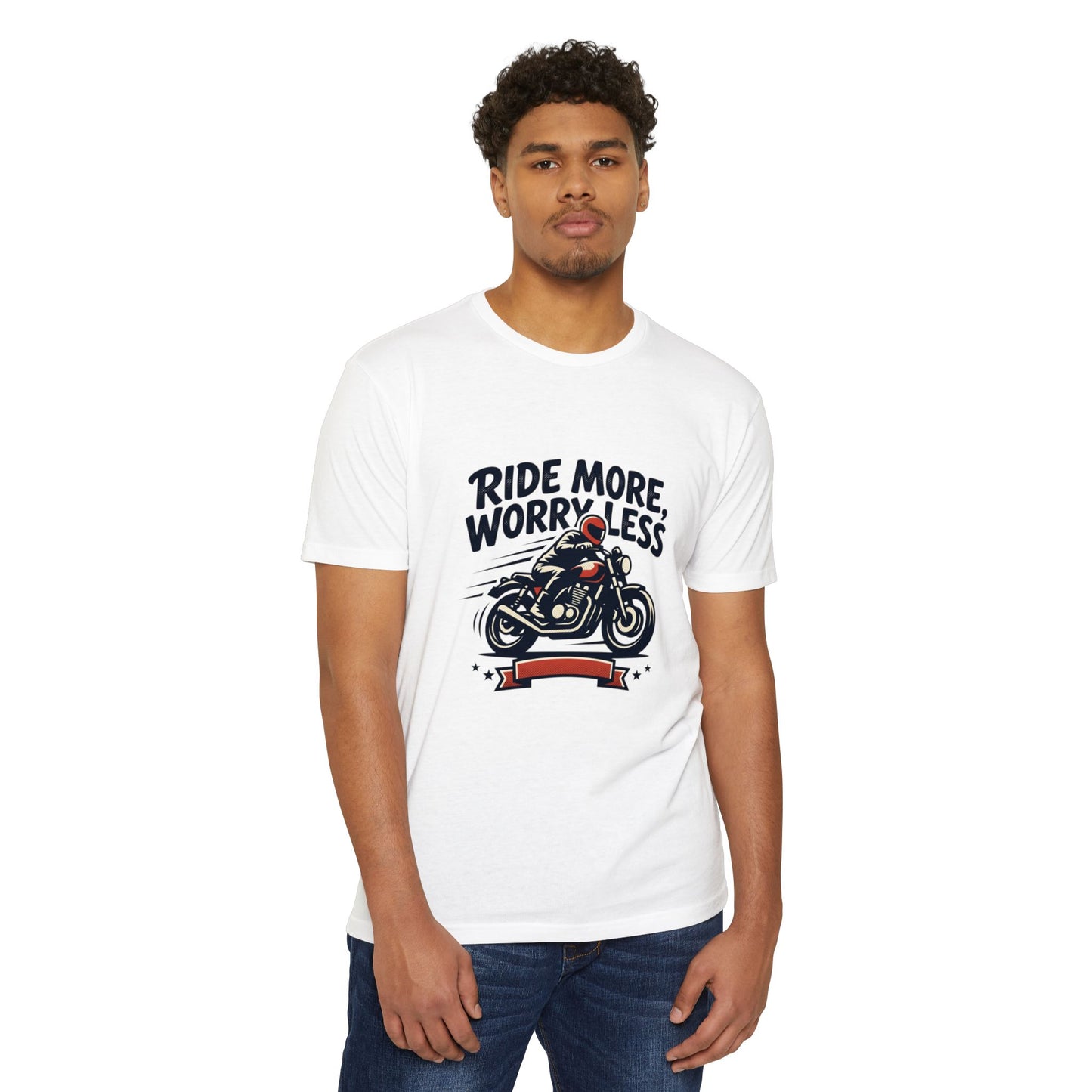Ride More Worry Less Motorcycle T-Shirt — Biker Tee for Riders & Enthusiasts