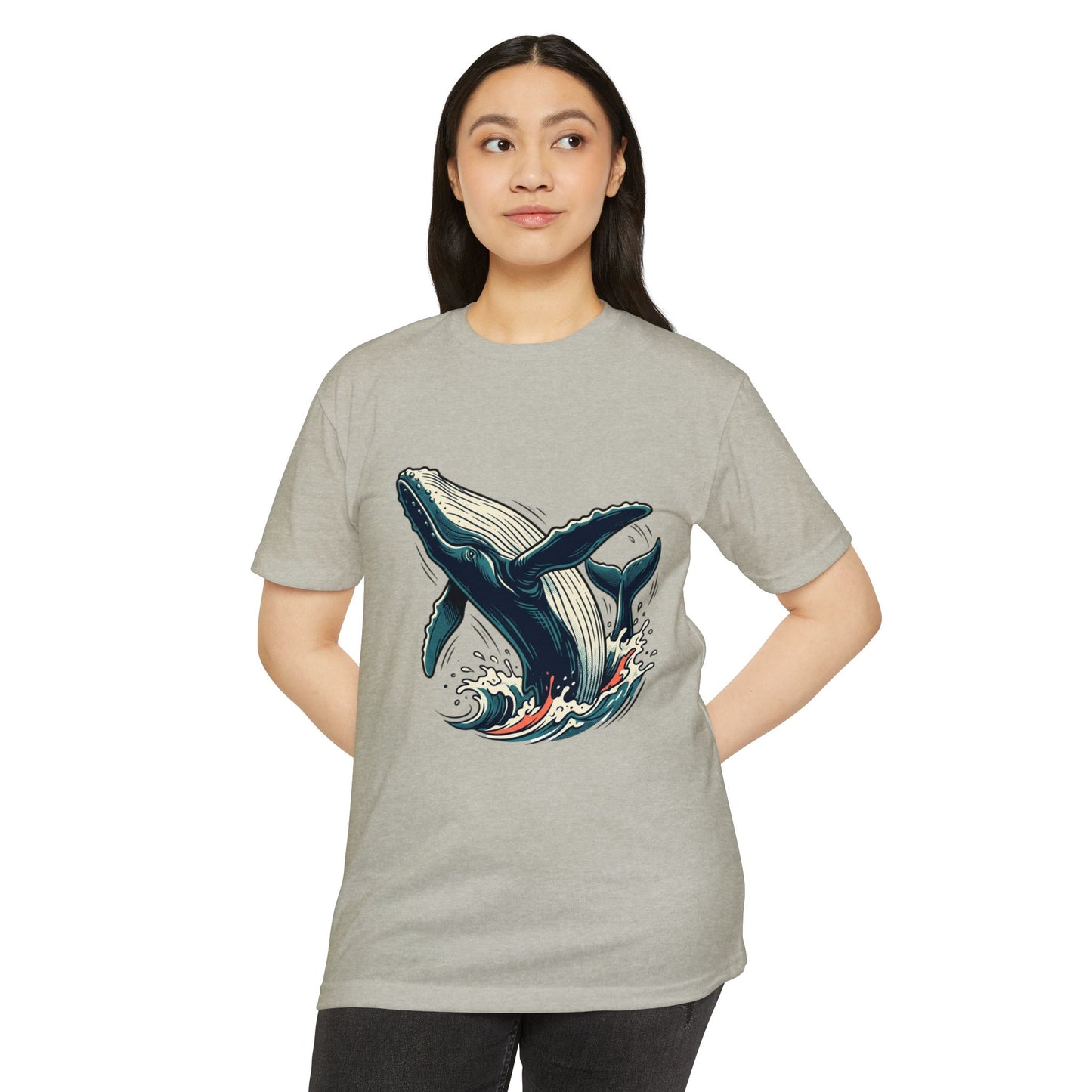 Whale Wave Graphic T-Shirt — Ocean Humpback Illustration Tee