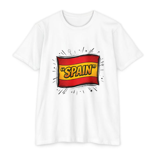 Spain Retro Comic Flag T-Shirt — 'SPAIN' Graphic Tee
