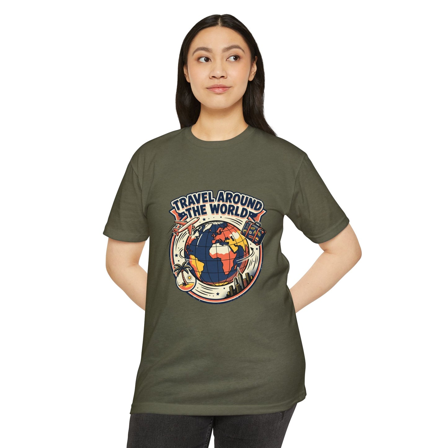 Vintage 'Travel Around the World' Globe Adventure T-Shirt
