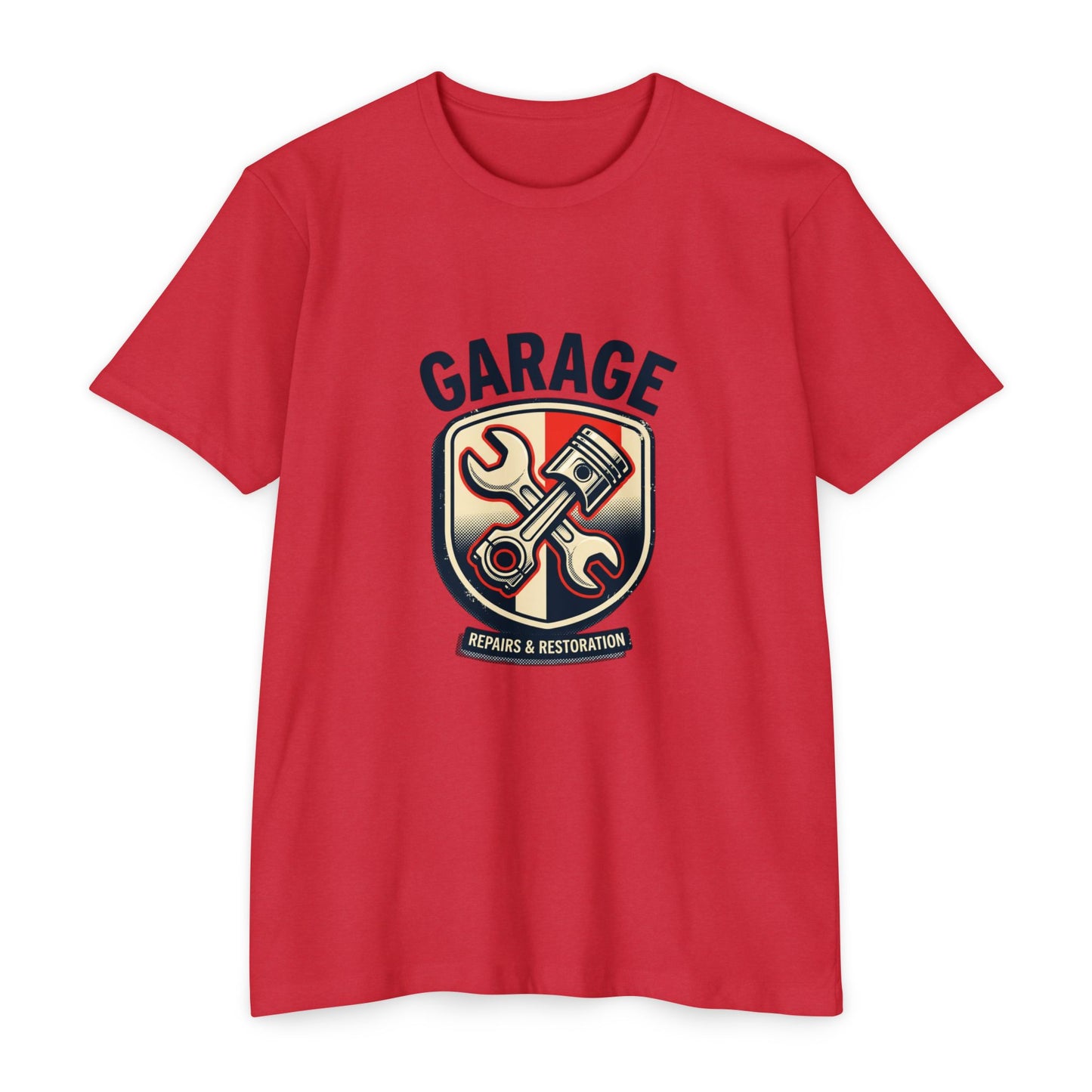 Garage Repairs & Restoration T-Shirt — Mechanic Tools Crest Tee