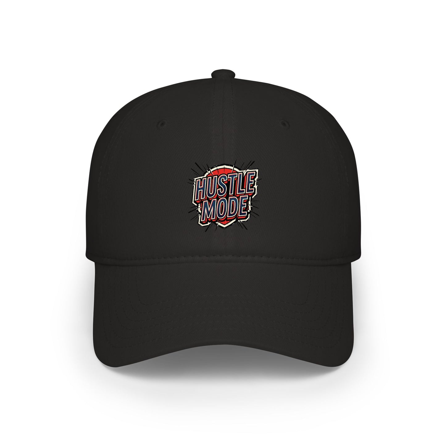 Hustle Mode Embroidered Baseball Cap — Low Profile Red Hat