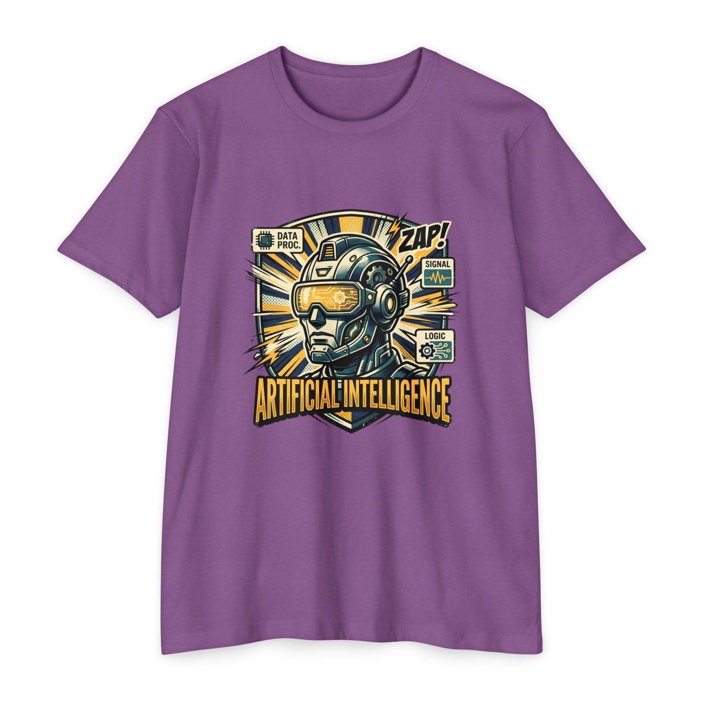 AI Robotics Graphic T-Shirt — "Artificial Intelligence" Retro Helmet Design