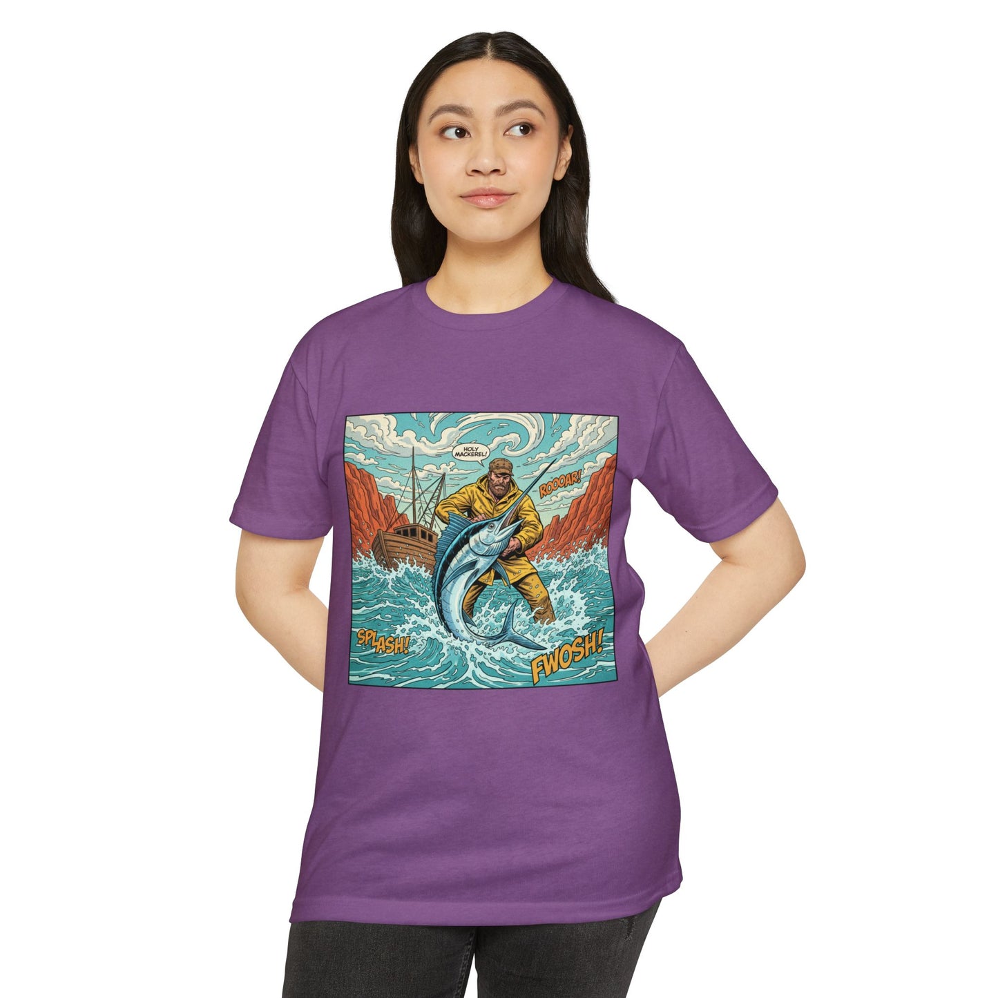 Retro Fisherman 'FWOSH' Fishing Graphic T-Shirt