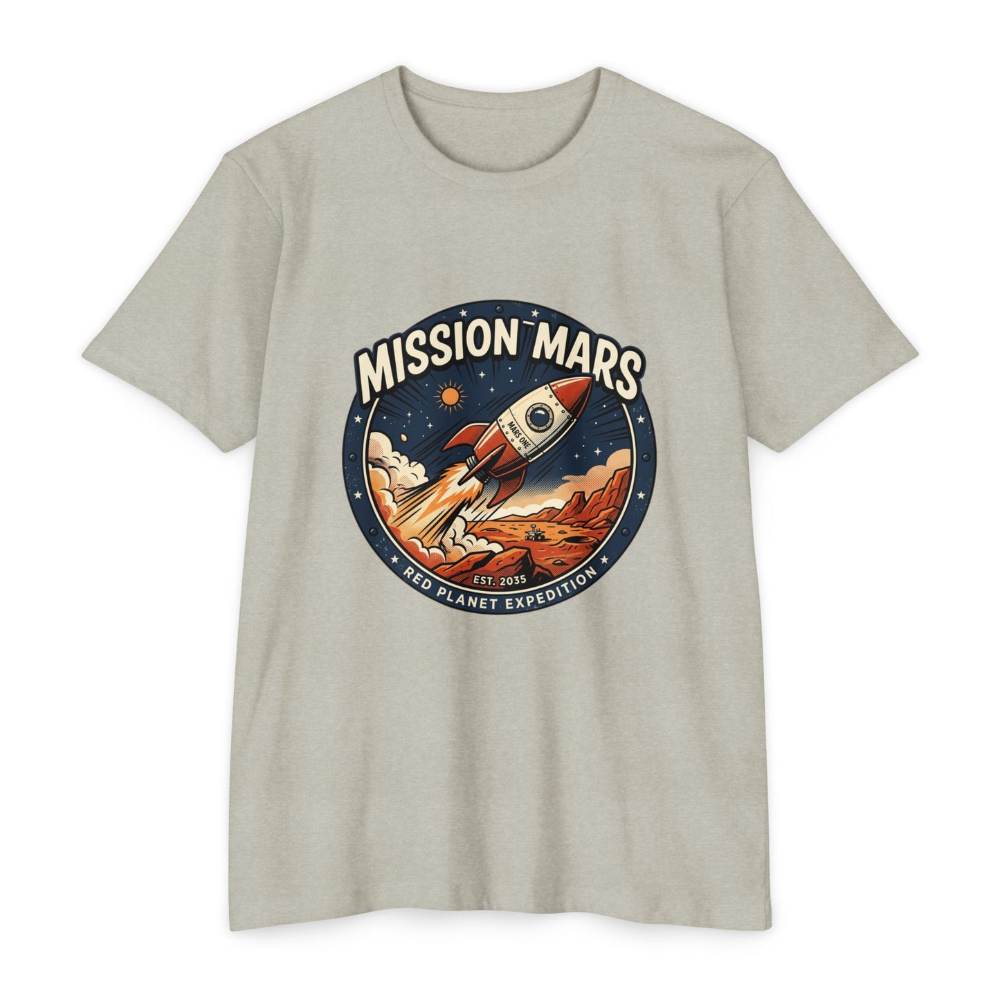 Mission Mars Rocket T‑Shirt — Retro Red Planet Expedition Tee