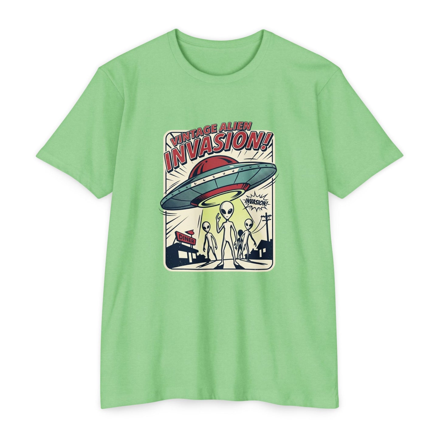 Alien Invasion Vintage UFO Sci‑Fi T-Shirt