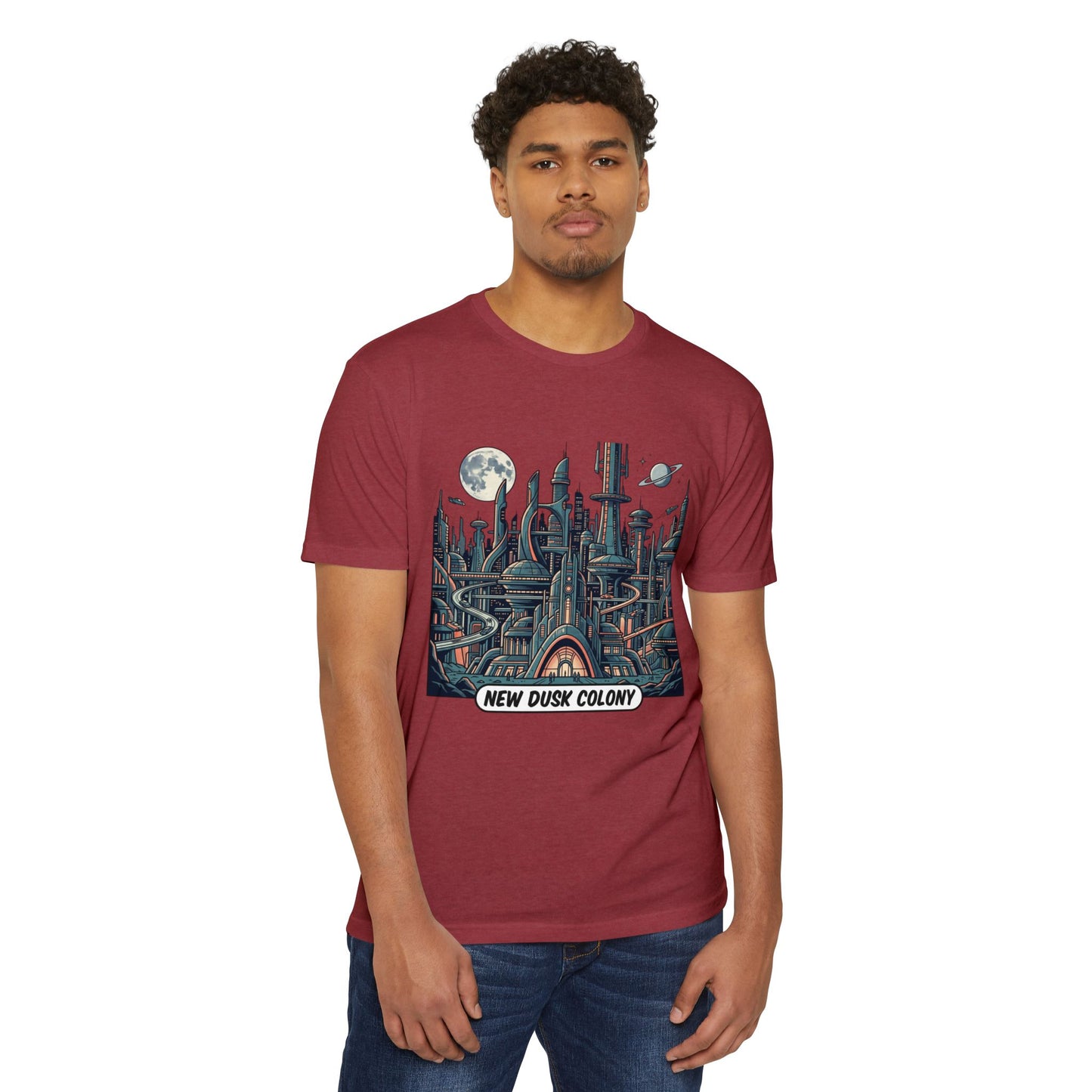 Retro Futuristic Cityscape T-Shirt — New Dusk Colony Tee