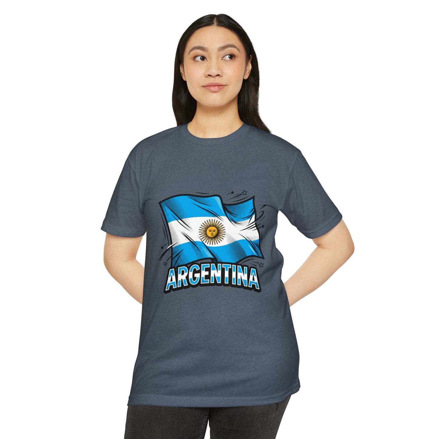Argentina Flag Waving Graphic T-Shirt