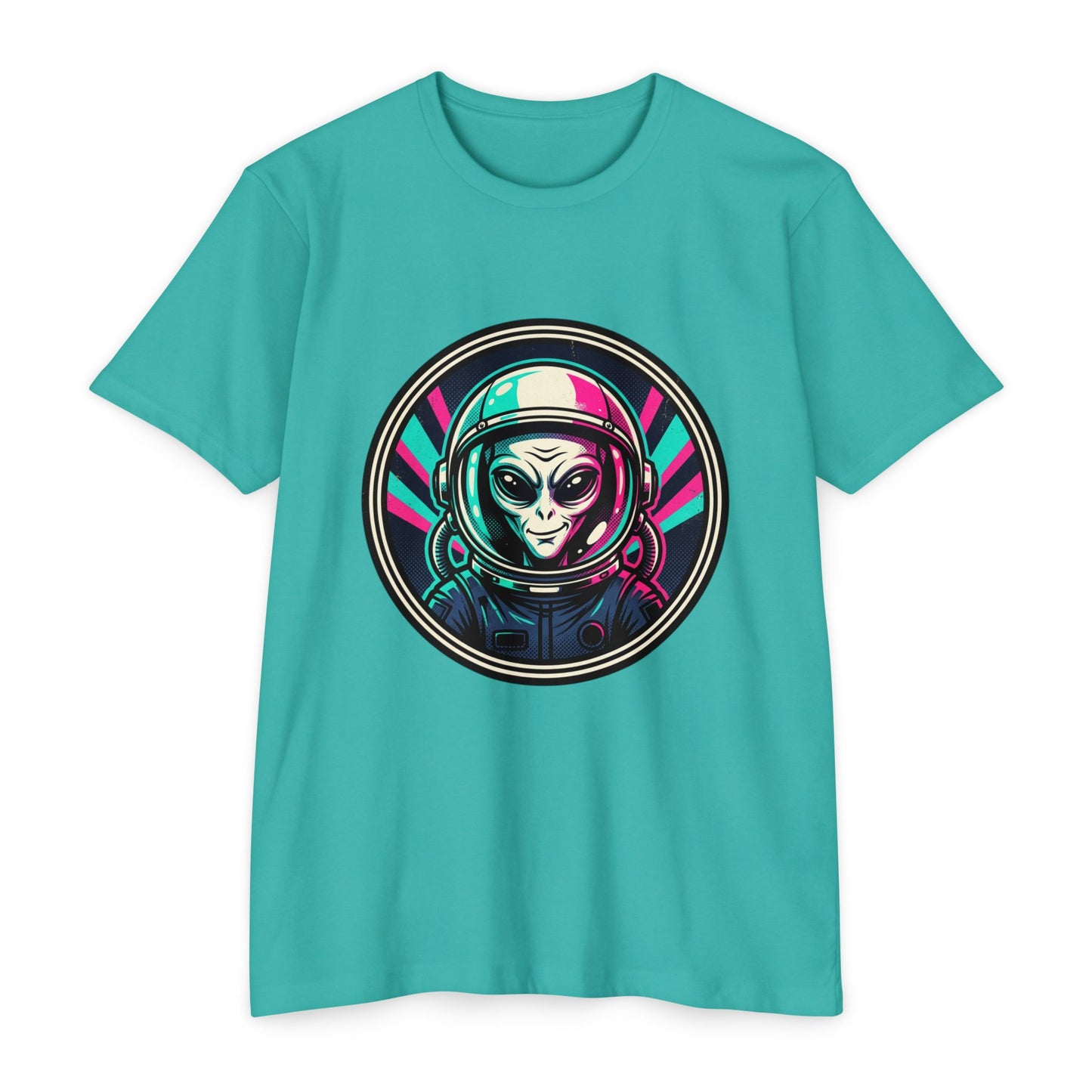 Alien Astronaut Neon Space Crew T‑Shirt