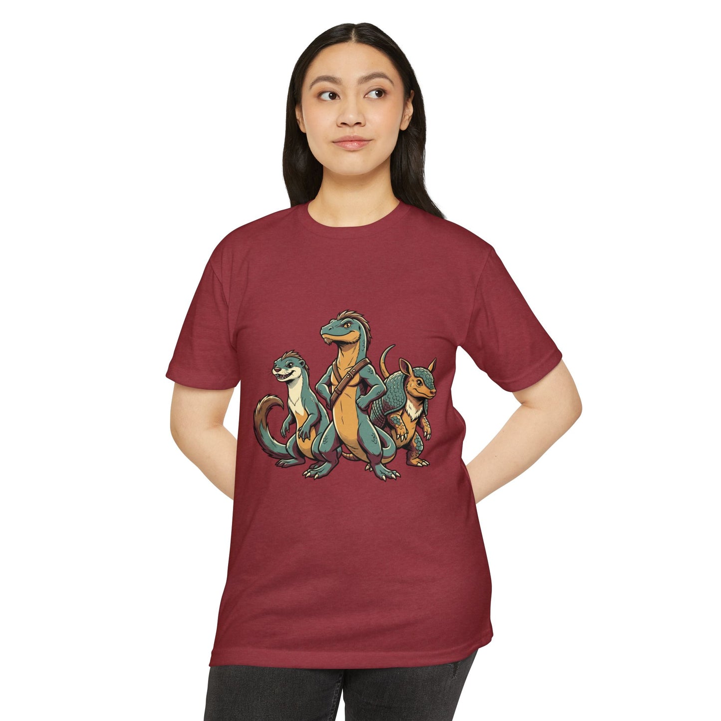 Retro Trio Dino Velociraptor T-Shirt — Cute Cartoon Dino Tee