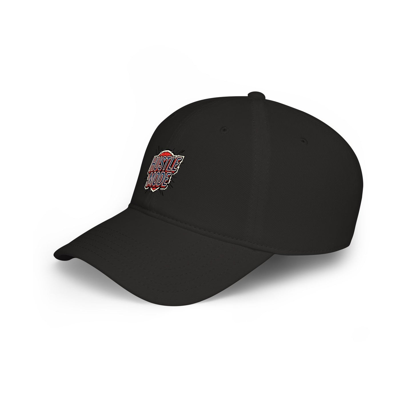 Hustle Mode Embroidered Baseball Cap — Low Profile Red Hat