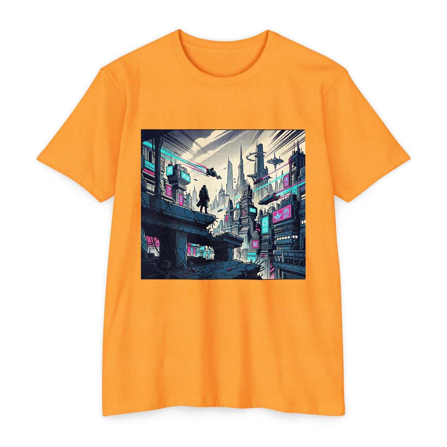 Cyberpunk Cityscape T-Shirt — Neon Futuristic Streetwear