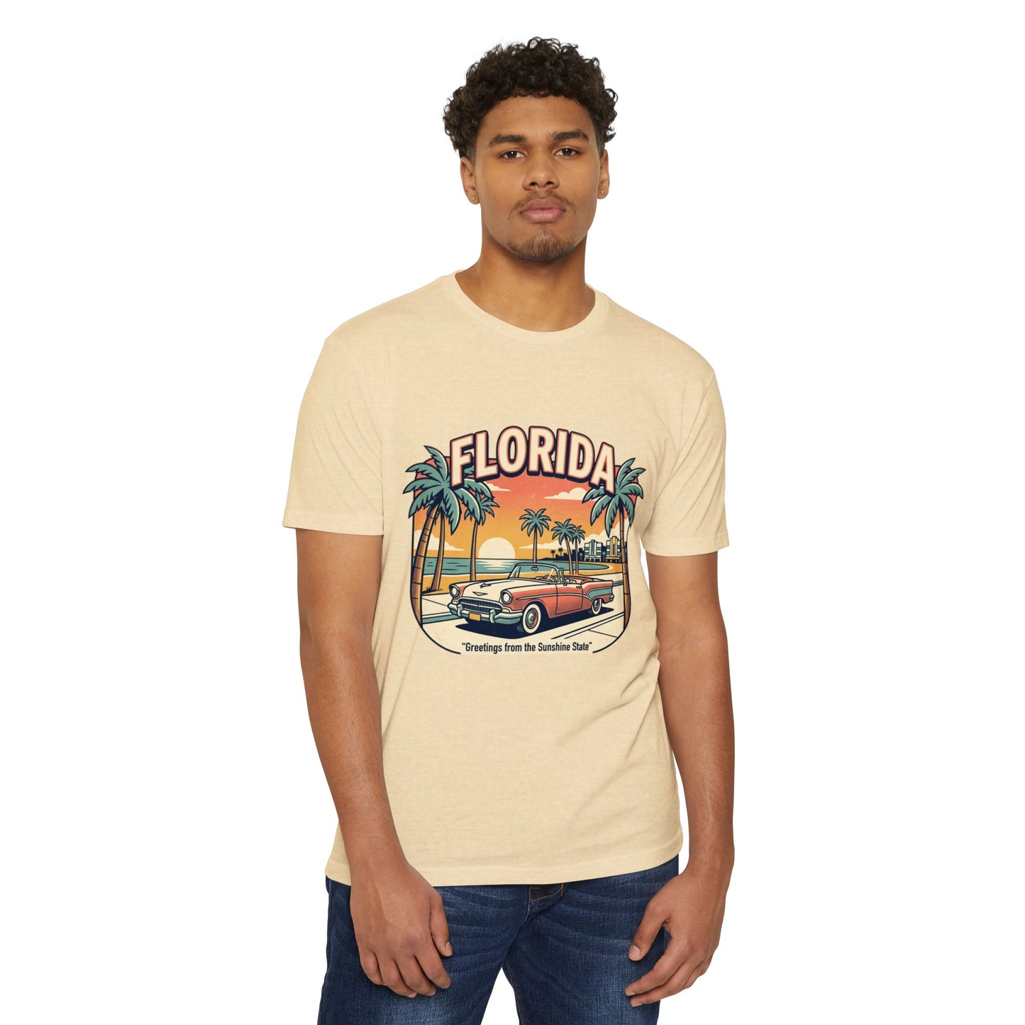 Florida Vintage Sunset T-Shirt — "Greetings from the Sunshine State"