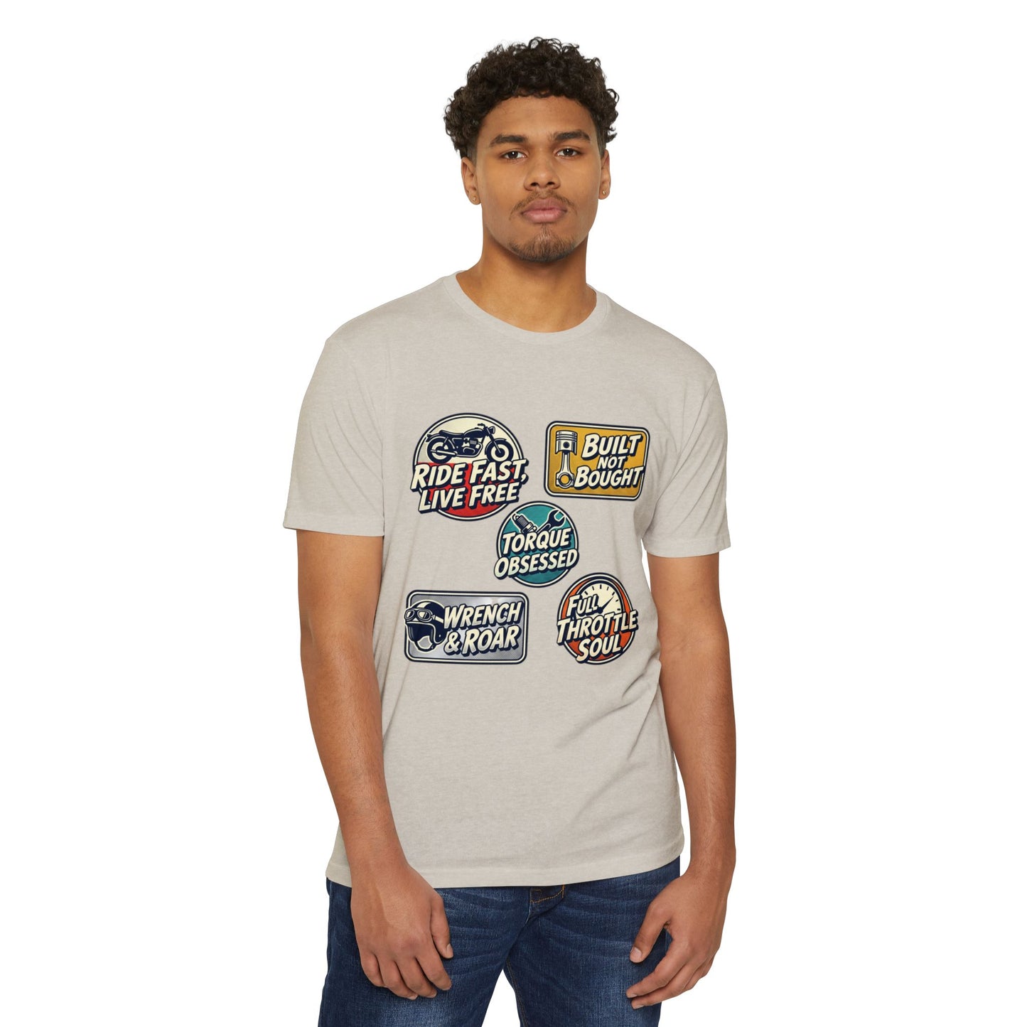 Built Not Bought Vintage Motorcycle Badge T-Shirt
