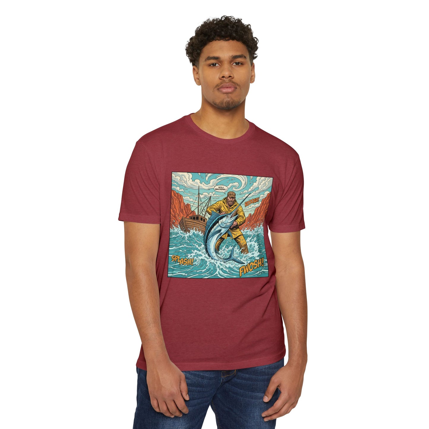 Retro Fisherman 'FWOSH' Fishing Graphic T-Shirt