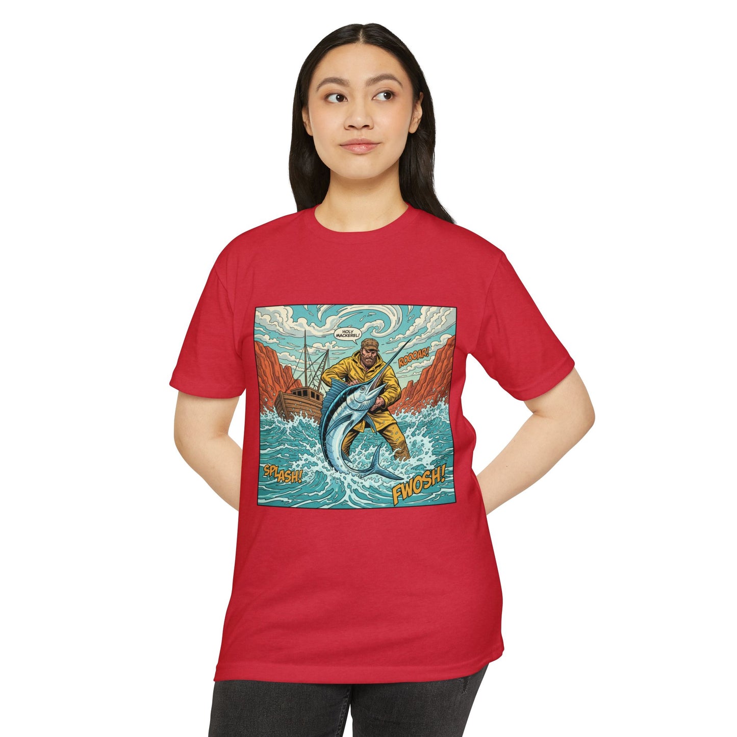 Retro Fisherman 'FWOSH' Fishing Graphic T-Shirt