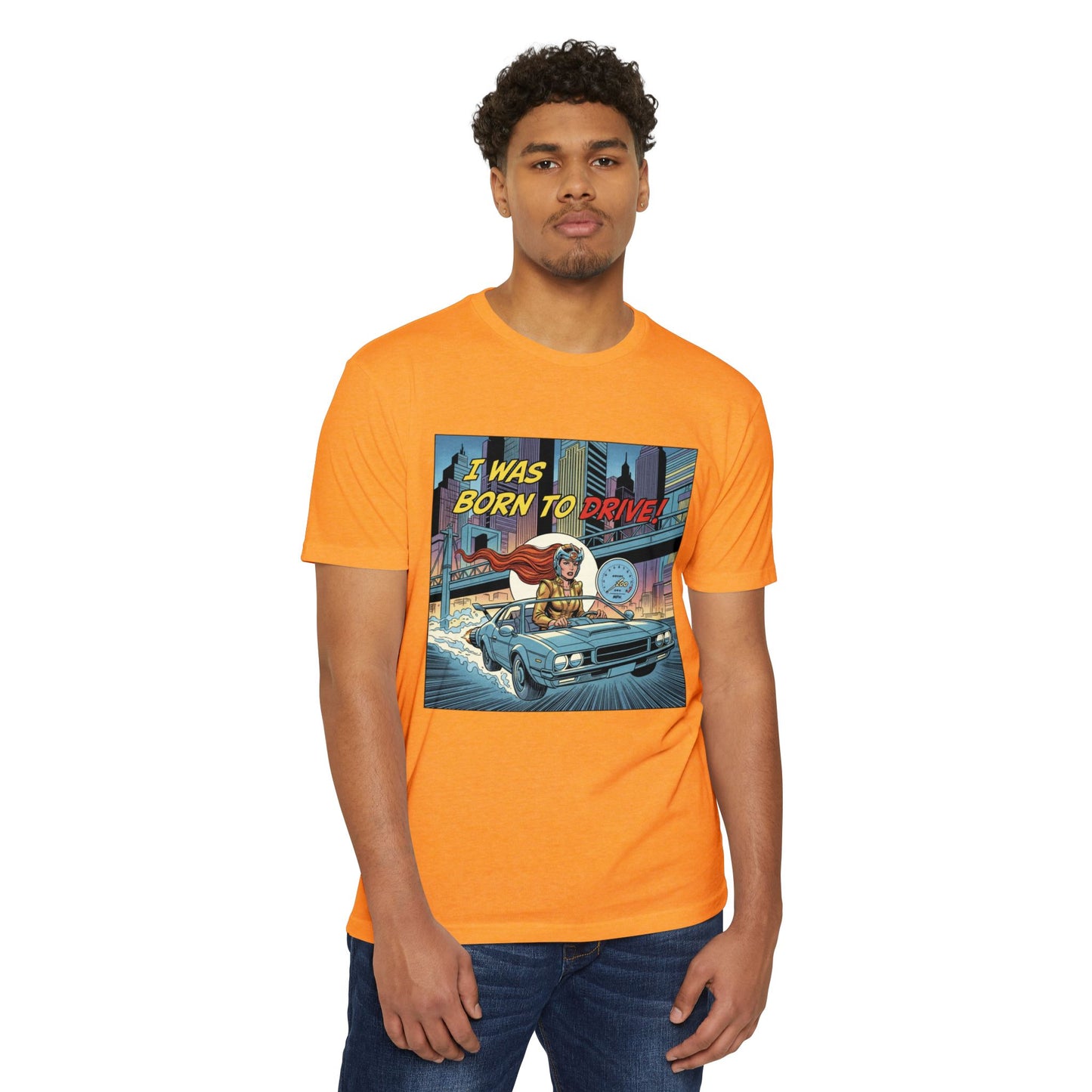 I Was Born to Drive Retro Comic Car T-Shirt