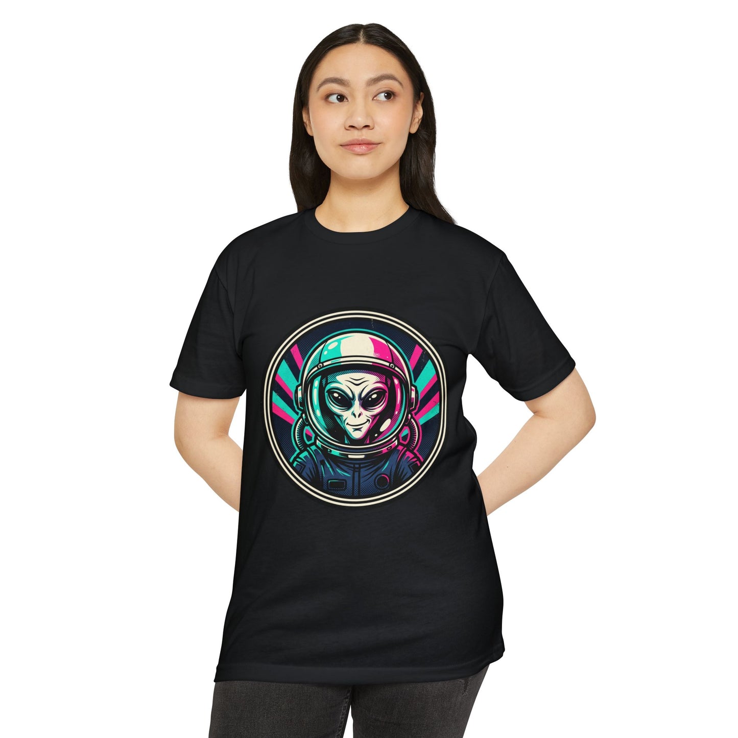 Alien Astronaut Neon Space Crew T‑Shirt