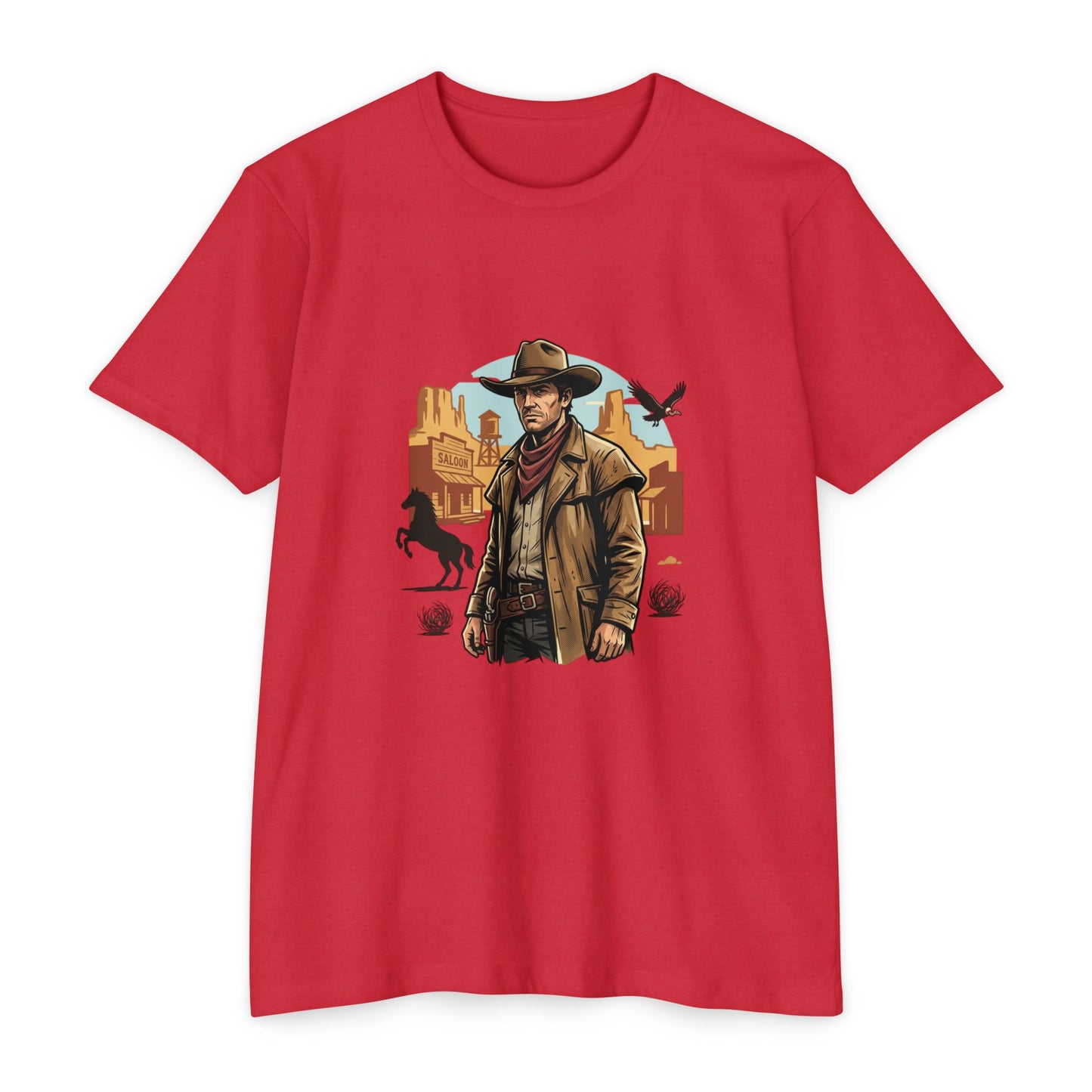 Western Cowboy Graphic T-Shirt — Desert Outlaw Illustration