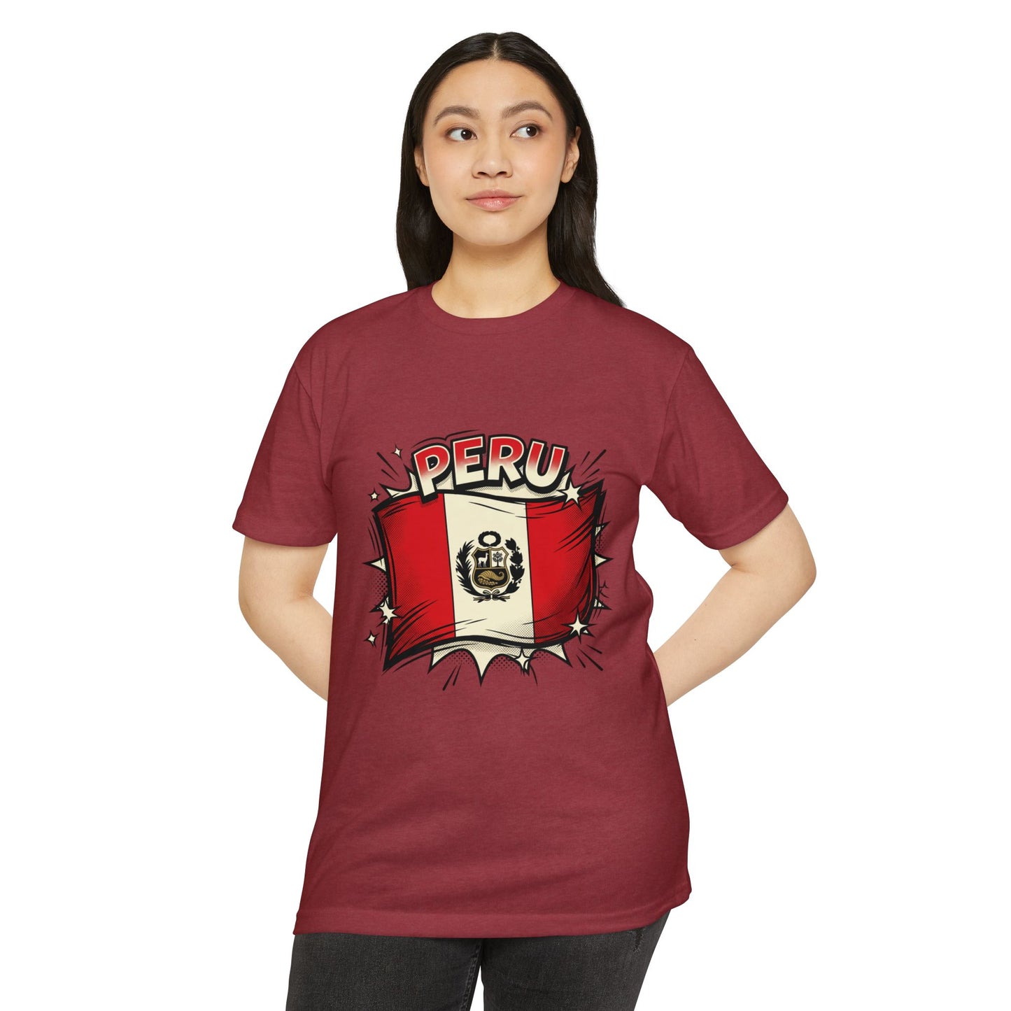 Peru Flag Retro Crest T-Shirt