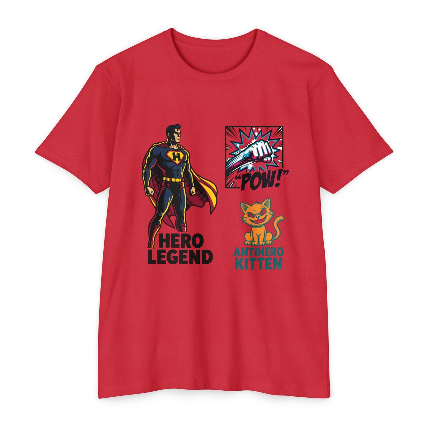Hero Legend vs Antihero Kitten T-Shirt — Funny Comic Superhero Tee