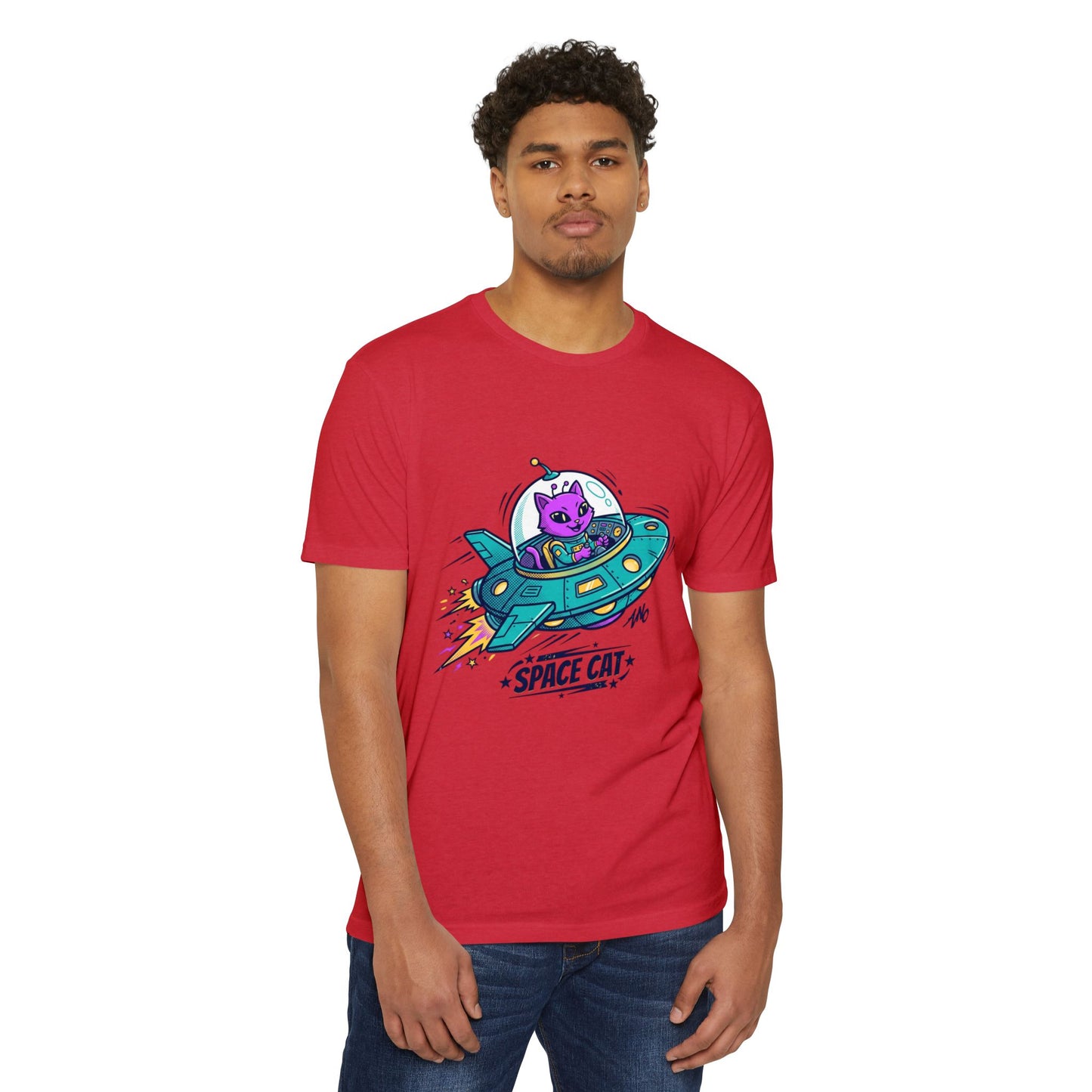 Retro Space Cat T-Shirt — UFO Graphic Tee