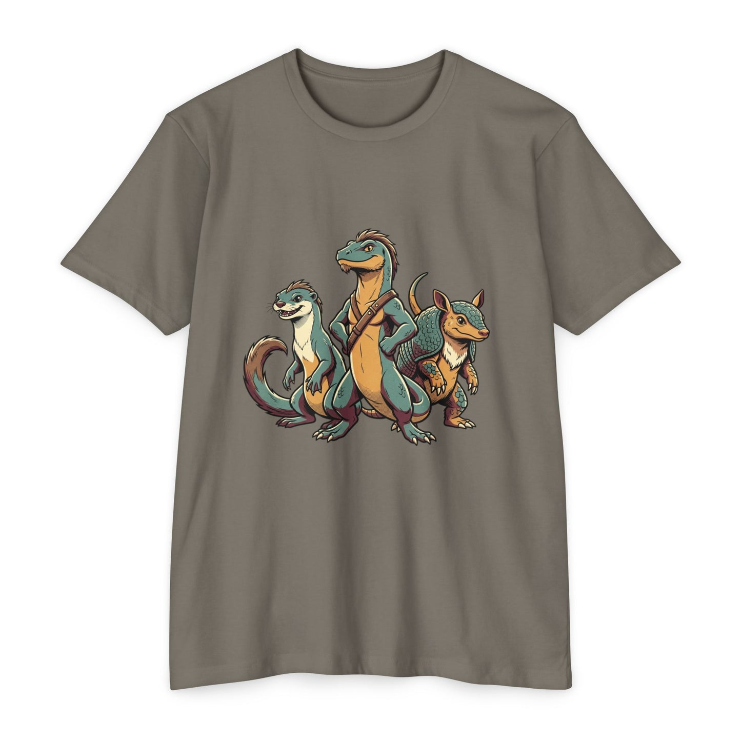Retro Trio Dino Velociraptor T-Shirt — Cute Cartoon Dino Tee