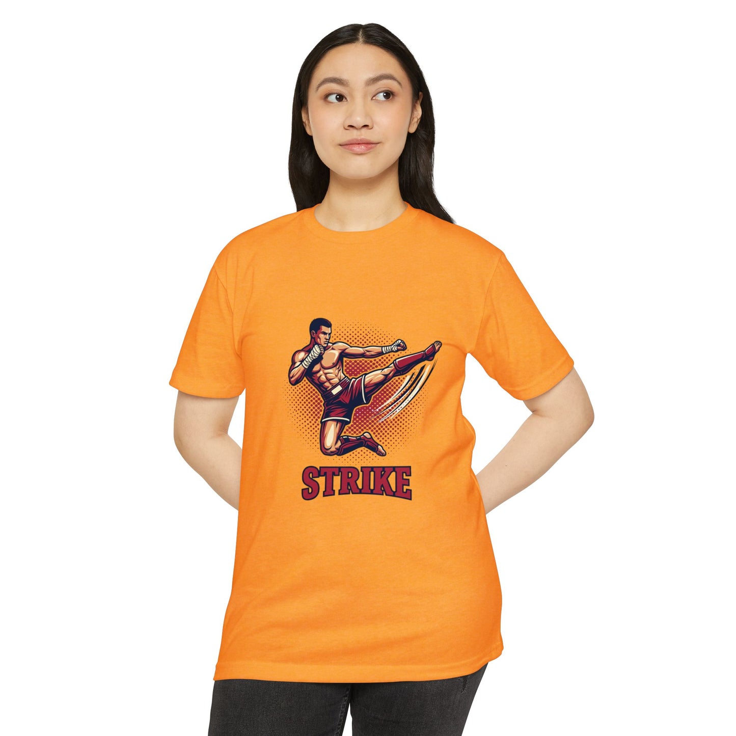 Camiseta de Chute de Artes Marciais — Camiseta Gráfica Retrô 'STRIKE' de Lutador