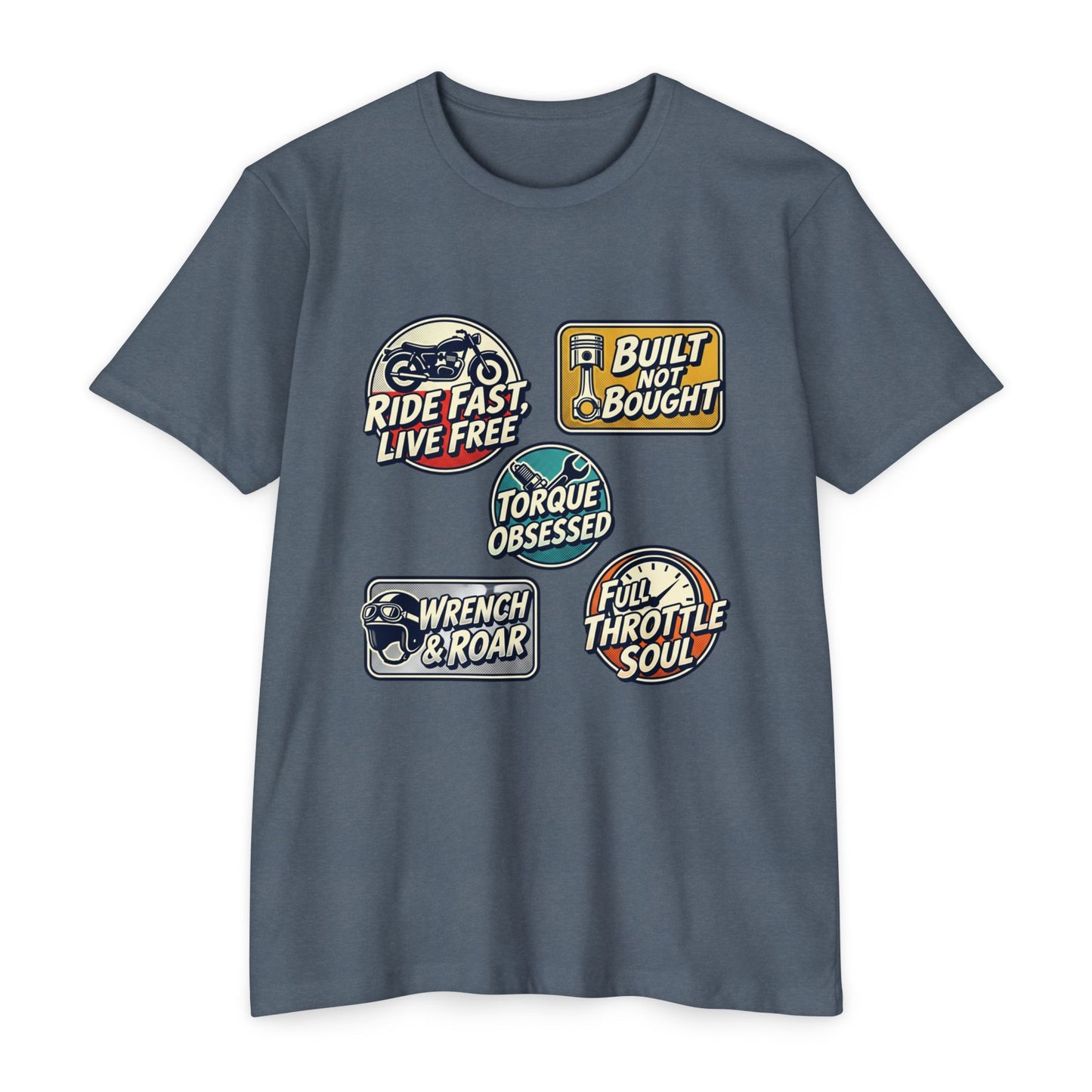 Built Not Bought Vintage Motorcycle Badge T-Shirt